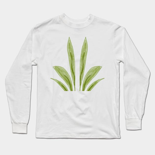 Green watercolor leaves art design Long Sleeve T-Shirt by Artistic_st